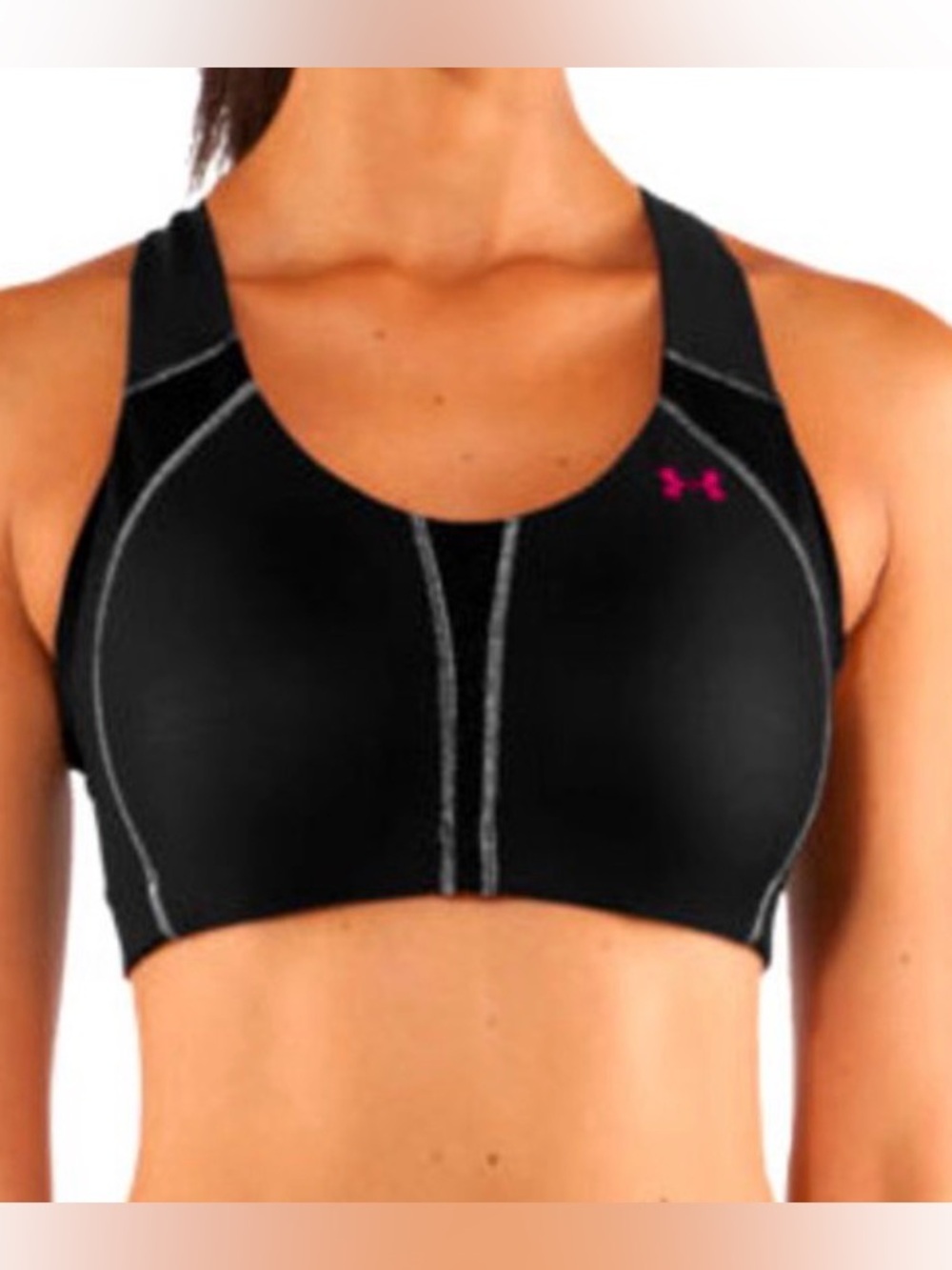 Under Armour Black Sports Bra with Pink Logo